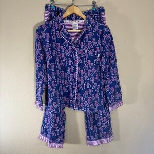 Munki Munki 2pc Purple Monkey Pajama Women’s Pants & Top Sz S Comfy Lounging